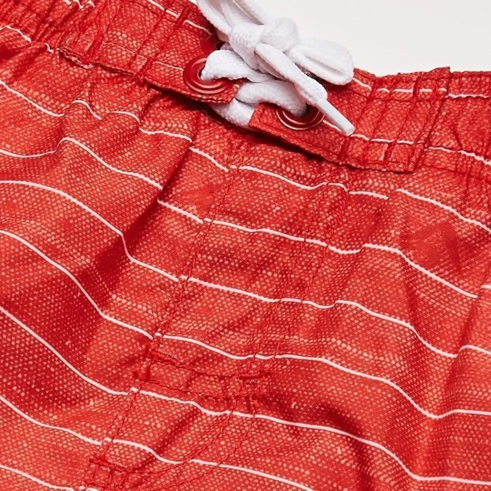 NWT KANU Surf Boys Board Shorts Swim Trunks Red Black Plaid - Size Medium 5/6